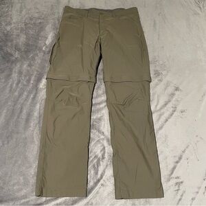Eddie Bauer Pants Mens 36x32 Olive Convertible Tech Zip Off Hiking Tag 38